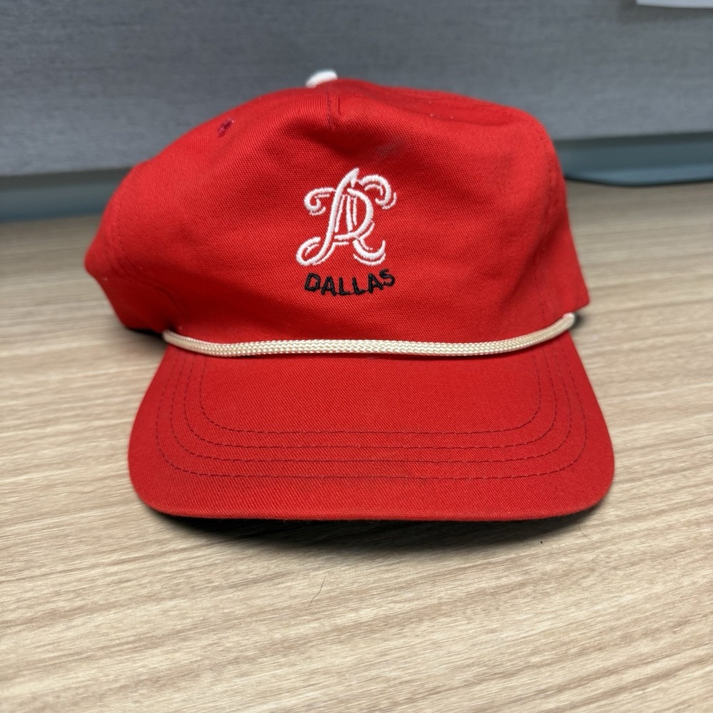 Vintage Red Dallas Cali-Fame Rope Strap Back Hat USA Texas
